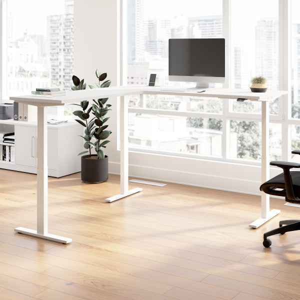 Shop Bush Furniture for you Move 60 Series 72W Height Adjustable L Shaped Standing Desk 01 M6SL7278WHWK  color white white powder coat