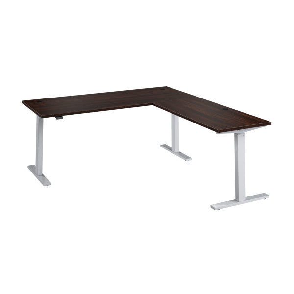 Shop Bush Furniture for you Move 60 Series 72W Height Adjustable L Shaped Standing Desk 02 M6SL7278BWSK  color black walnut cool gray metallic