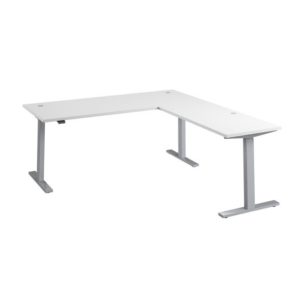 Shop Bush Furniture for you Move 60 Series 72W Height Adjustable L Shaped Standing Desk 02 M6SL7278WHSK  color white cool gray metallic