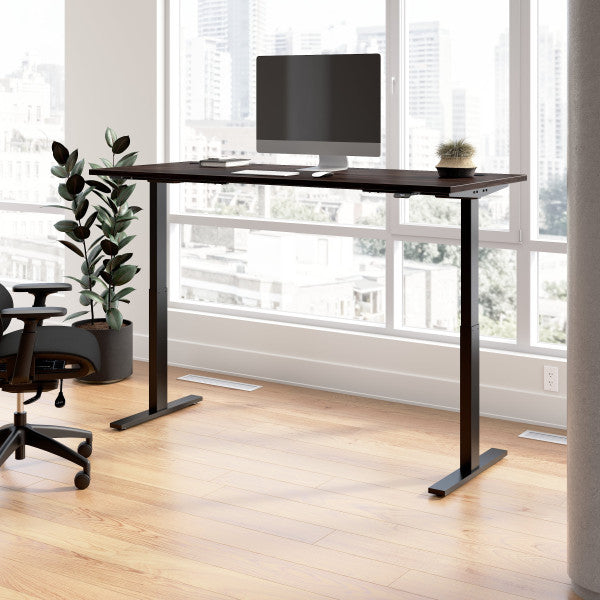 Shop Bush Furniture for you Move 60 Series 72W x 30D Electric Height Adjustable Standing Desk 01 M6S7230BWBK  color black walnut black powder coat