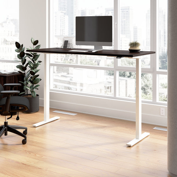 Shop Bush Furniture for you Move 60 Series 72W x 30D Electric Height Adjustable Standing Desk 01 M6S7230BWWK  color black walnut white powder coat