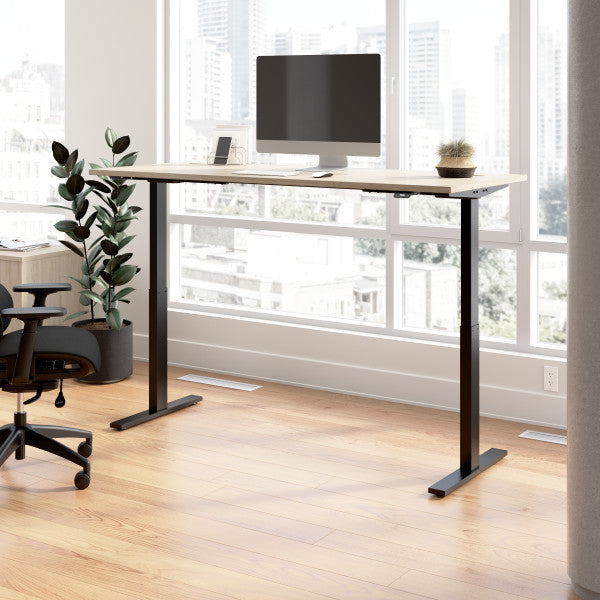 Shop Bush Furniture for you Move 60 Series 72W x 30D Electric Height Adjustable Standing Desk 01 M6S7230NEBK  color natural elm black powder coat