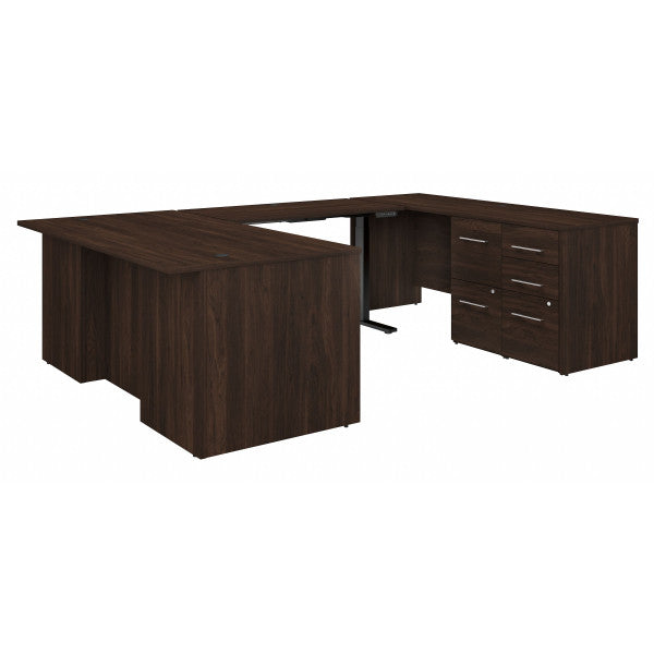 Shop Bush Furniture for you Office 500 72W Height Adjustable U Shaped Executive Desk with Drawers 02 OF5005BWSU  color black walnut