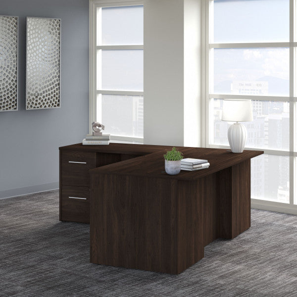 Shop Bush Furniture for you Office 500 72W L Shaped Executive Desk with Drawers 01 OF5004BWSU  color black walnut