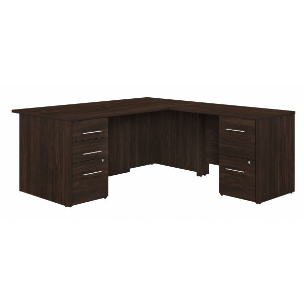 Shop Bush Furniture for you Office 500 72W L Shaped Executive Desk with Drawers 02 OF5004BWSU  color black walnut