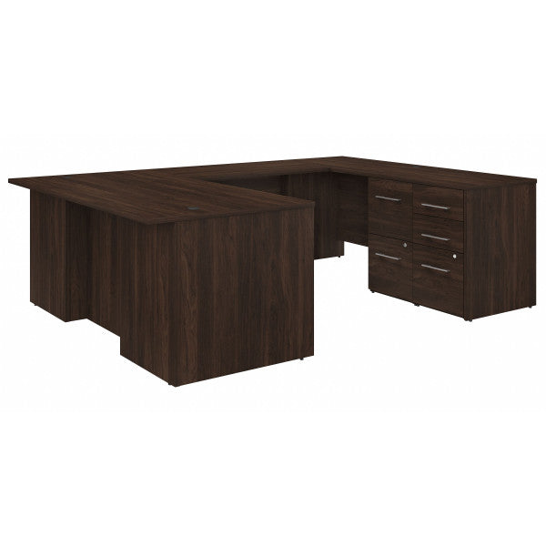 Shop Bush Furniture for you Office 500 72W U Shaped Executive Desk with Drawers 02 OF5002BWSU  color black walnut