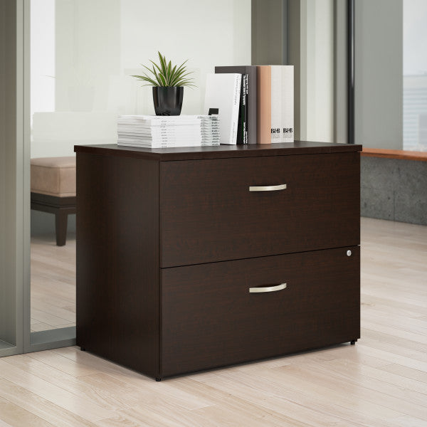 Shop Bush Furniture for you Office in an Hour 2 Drawer Lateral File Cabinet 01 OIAH011MRSU  color mocha cherry