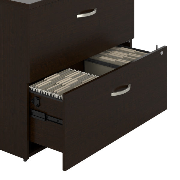 Shop Bush Furniture for you Office in an Hour 2 Drawer Lateral File Cabinet 07 OIAH011MRSU  color mocha cherry