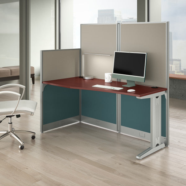 Shop Bush Furniture for you Office in an Hour 65W x 33D Straight Cubicle Desk 01 WC36492-03K  color hansen cherry