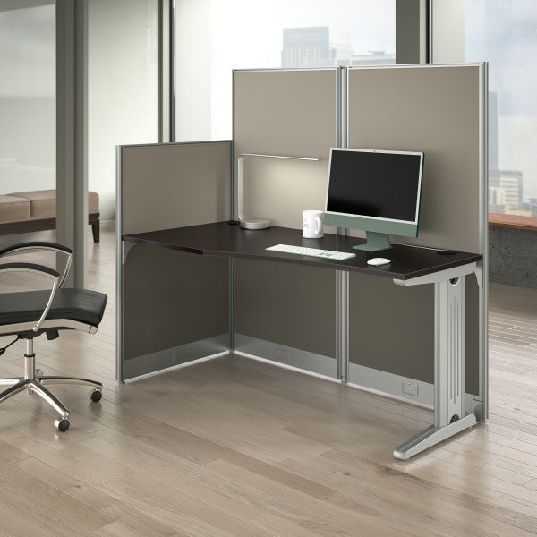 Shop Bush Furniture for you Office in an Hour 65W x 33D Straight Cubicle Desk 01 WC36892-03K  color mocha cherry