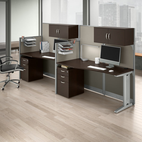 Shop Bush Furniture for you Office in an Hour 65W x 33D Straight Cubicle Desk 05 WC36892-03K  color mocha cherry