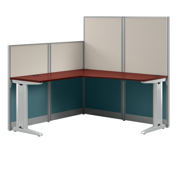 Shop Bush Furniture for you Office in an Hour 65W x 65D L Shaped Cubicle Desk 02 WC36494-03K  color hansen cherry