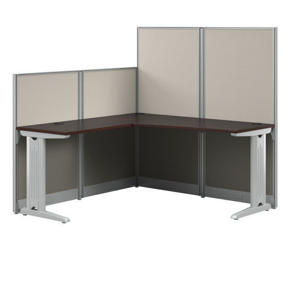 Shop Bush Furniture for you Office in an Hour 65W x 65D L Shaped Cubicle Desk 02 WC36894-03K  color mocha cherry