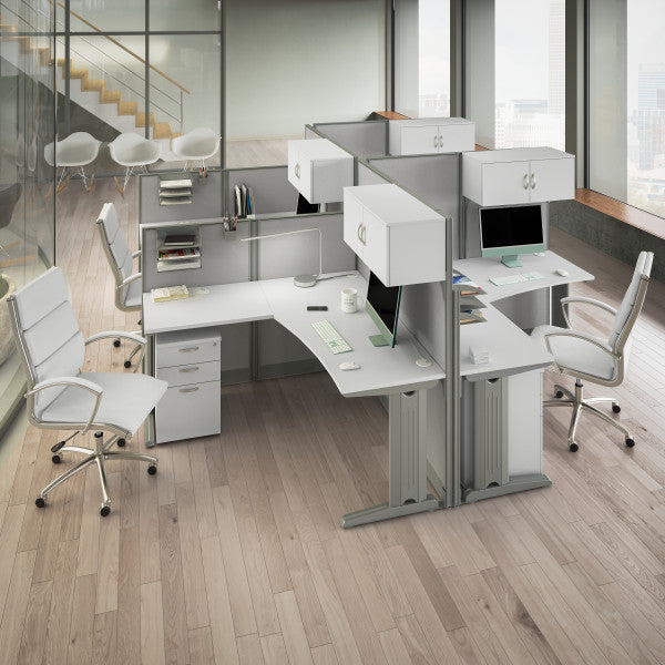 Shop Bush Furniture for you Office in an Hour 65W x 65D L Shaped Cubicle Desk 05 WC36194-03K  color pure white