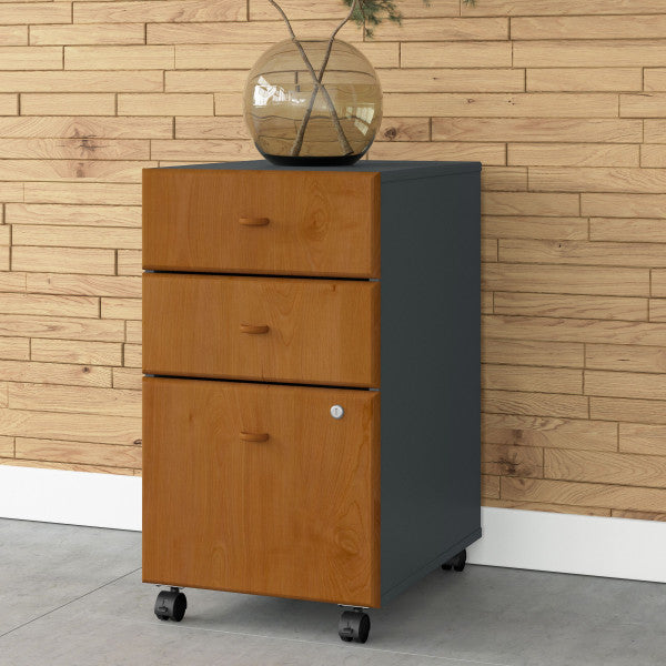 Shop Bush Furniture for you Series A 3 Drawer Mobile File Cabinet 01 WC57453PSU  color natural cherry slate