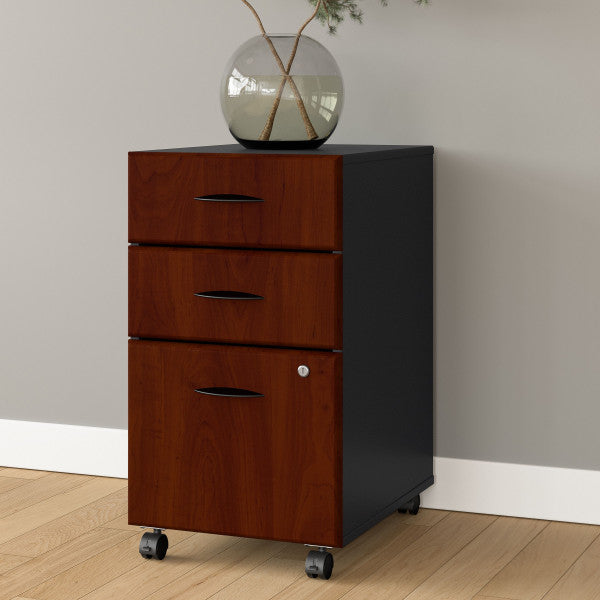 Shop Bush Furniture for you Series A 3 Drawer Mobile File Cabinet 01 WC94453PSU  color hansen cherry galaxy