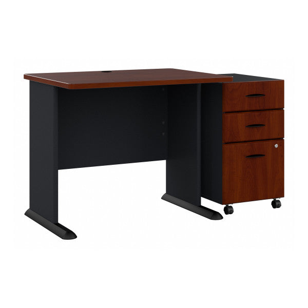 Shop Bush Furniture for you Series A 36W Desk with Mobile File Cabinet 02 SRA024HCSU  color hansen cherry galaxy