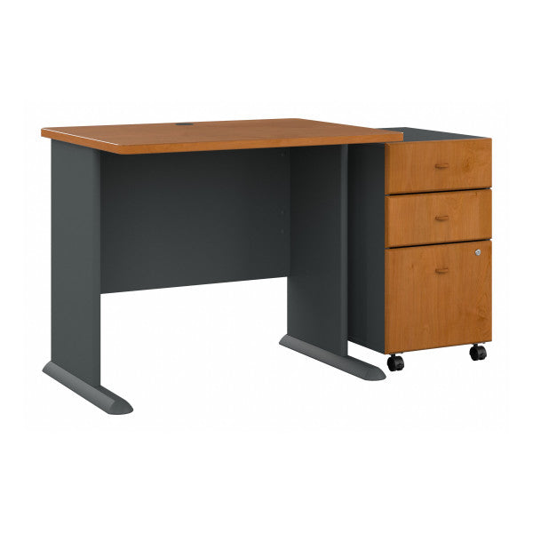 Shop Bush Furniture for you Series A 36W Desk with Mobile File Cabinet 02 SRA024NCSU  color natural cherry slate