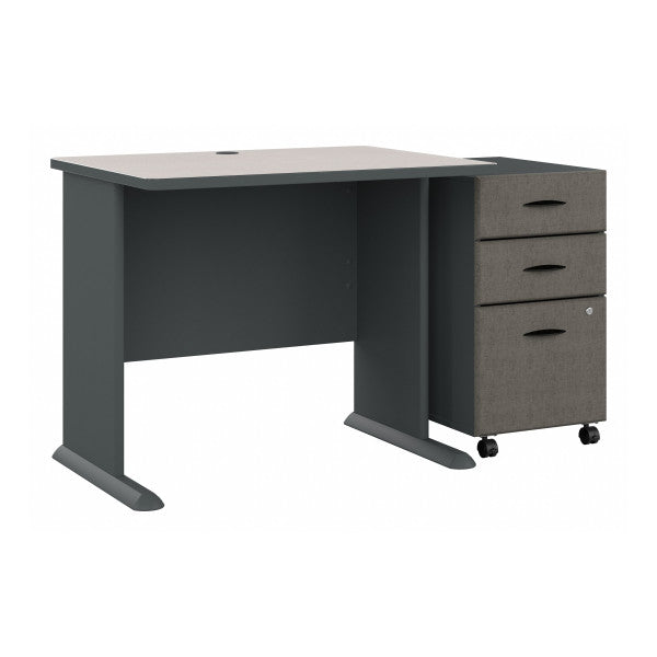 Shop Bush Furniture for you Series A 36W Desk with Mobile File Cabinet 02 SRA024SLSU  color slate white spectrum