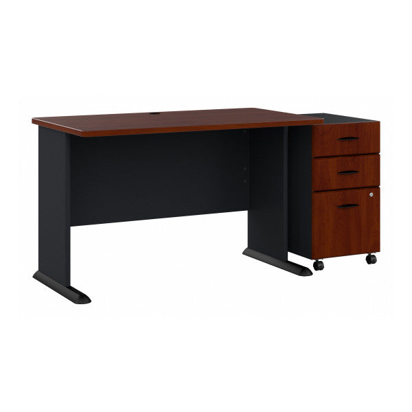 Shop Bush Furniture for you Series A 48W Desk with Mobile File Cabinet 02 SRA025HCSU  color hansen cherry galaxy