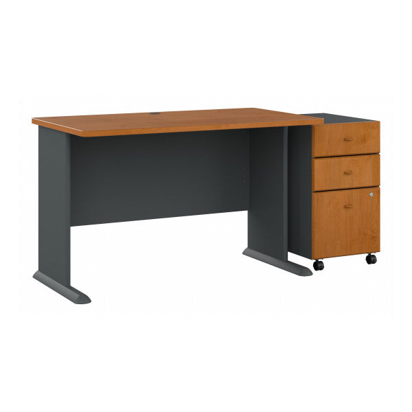 Shop Bush Furniture for you Series A 48W Desk with Mobile File Cabinet 02 SRA025NCSU  color natural cherry slate