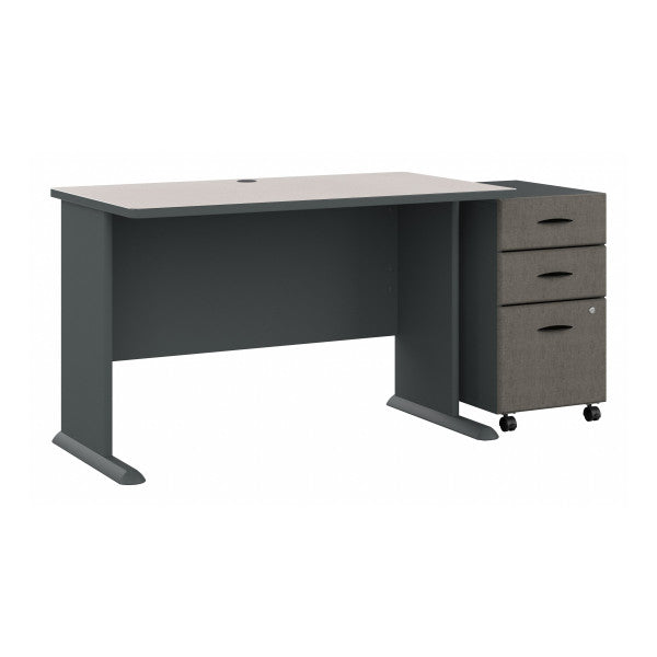 Shop Bush Furniture for you Series A 48W Desk with Mobile File Cabinet 02 SRA025SLSU  color slate white spectrum