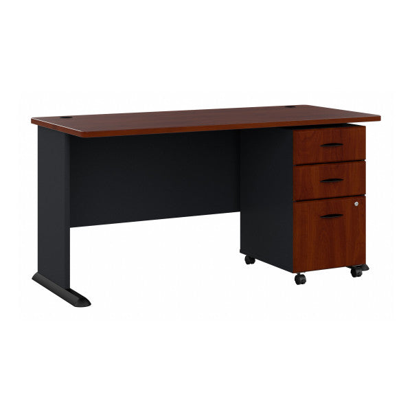 Shop Bush Furniture for you Series A 60W Desk with Mobile File Cabinet 02 SRA003HCSU  color hansen cherry