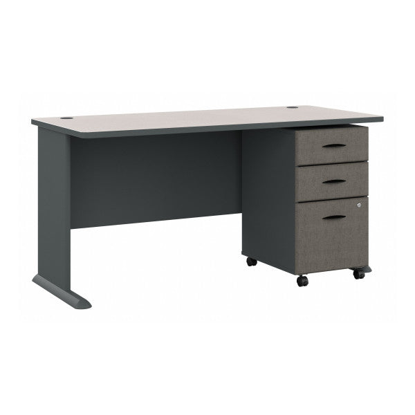 Shop Bush Furniture for you Series A 60W Desk with Mobile File Cabinet 02 SRA003SLSU  color slate white spectrum