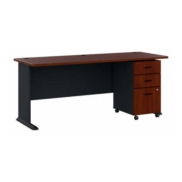 Shop Bush Furniture for you Series A 72W Desk with Mobile File Cabinet 02 SRA013HCSU  color hansen cherry galaxy