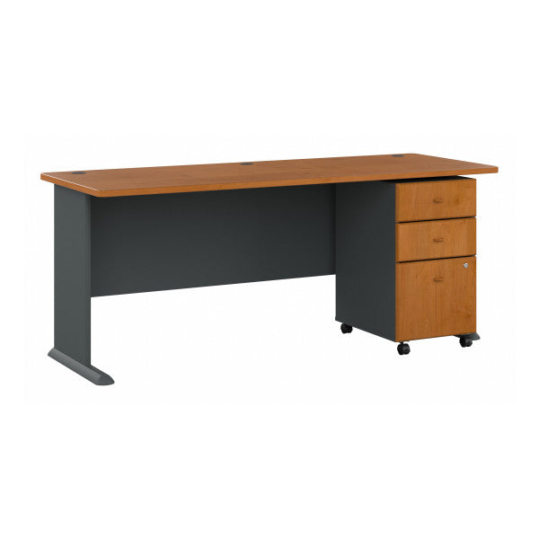 Shop Bush Furniture for you Series A 72W Desk with Mobile File Cabinet 02 SRA013NCSU  color natural cherry slate