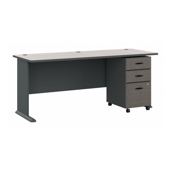 Shop Bush Furniture for you Series A 72W Desk with Mobile File Cabinet 02 SRA013SLSU  color slate white spectrum