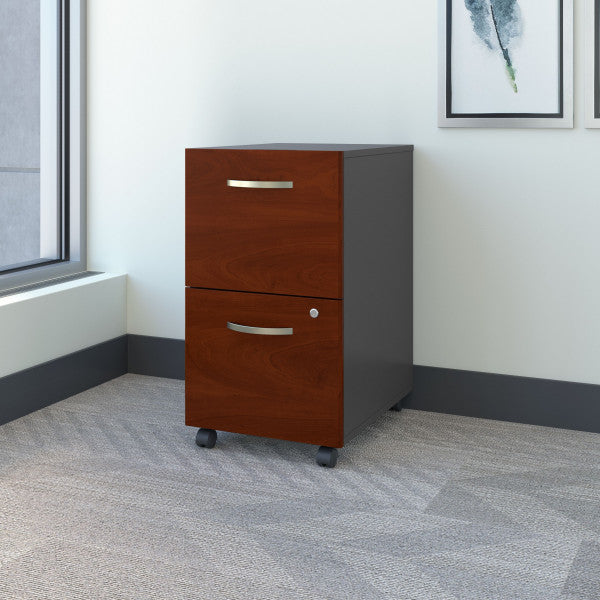 Shop Bush Furniture for you Series C 2 Drawer Mobile File Cabinet 01 WC24452  color hansen cherry graphite gray