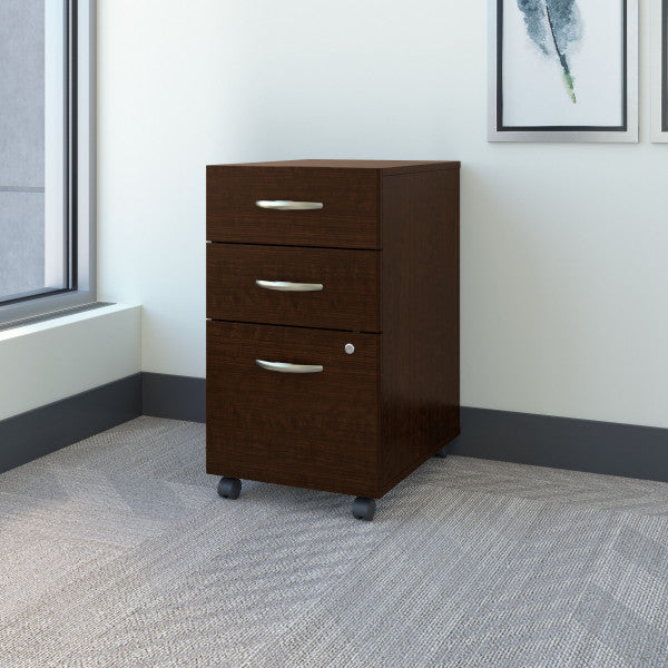 Shop Bush Furniture for you Series C 3 Drawer Mobile File Cabinet - Assembled 01 WC12953SU  color mocha cherry