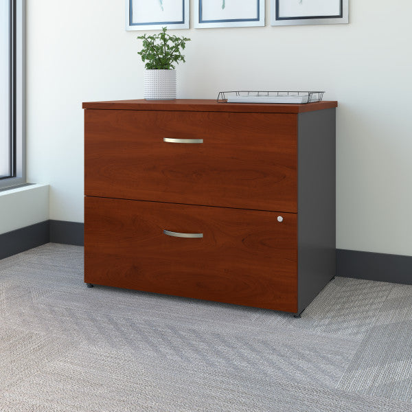 Shop Bush Furniture for you Series C 36W 2 Drawer Lateral File Cabinet 01 WC24454C  color hansen cherry graphite gray