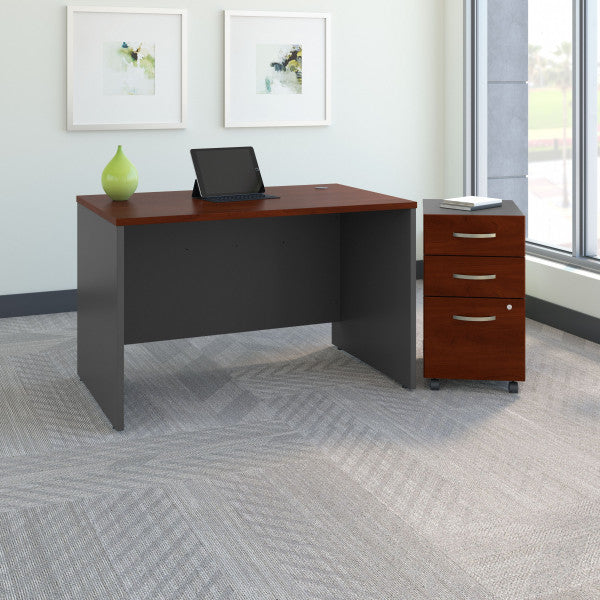 Shop Bush Furniture for you Series C 48W x 30D Office Desk with Mobile File Cabinet 01 SRC048HCSU  color hansen cherry