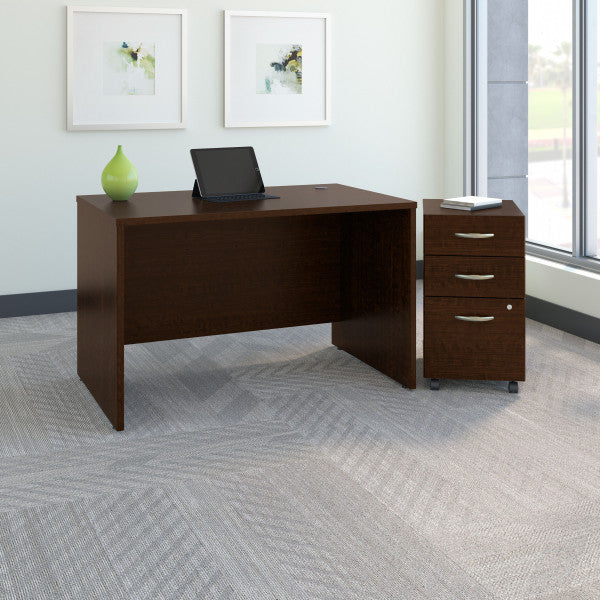 Shop Bush Furniture for you Series C 48W x 30D Office Desk with Mobile File Cabinet 01 SRC048MRSU  color mocha cherry