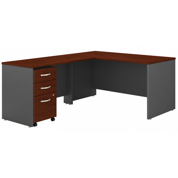 Shop Bush Furniture for you Series C 60W L Shaped Desk with 3 Drawer Mobile File Cabinet 02 SRC146HCSU  color hansen cherry graphite gray