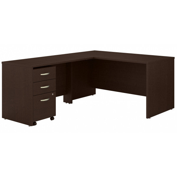 Shop Bush Furniture for you Series C 60W L Shaped Desk with 3 Drawer Mobile File Cabinet 02 SRC146MRSU  color mocha cherry