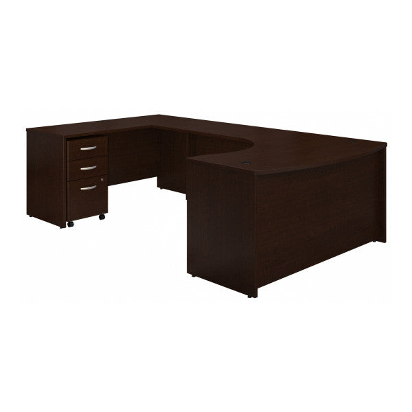 Shop Bush Furniture for you Series C 60W Left Handed Bow Front U Shaped Desk with Mobile File Cabinet 02 SRC090MRSU  color mocha cherry