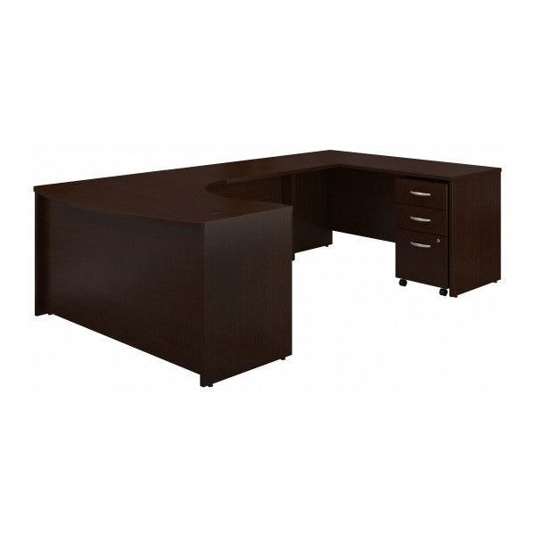 Shop Bush Furniture for you Series C 60W Right Handed Bow Front U Shaped Desk with Mobile File Cabinet 02 SRC089MRSU  color mocha cherry