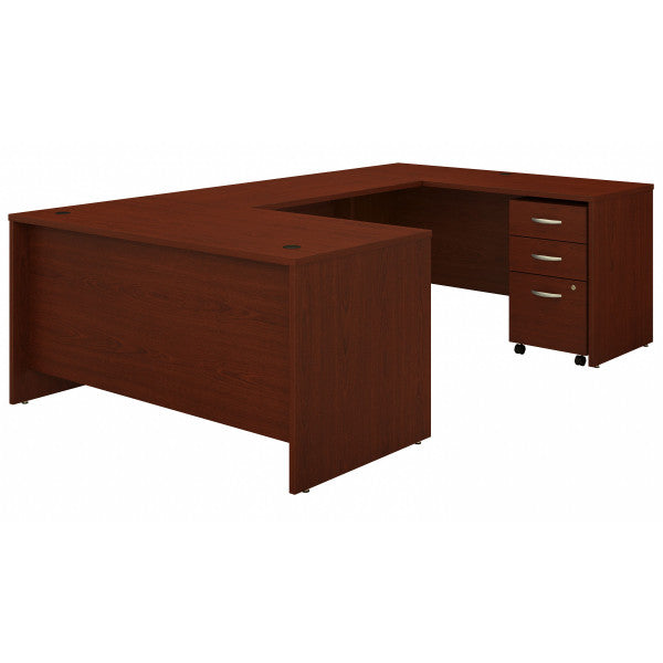 Shop Bush Furniture for you Series C 60W U Shaped Desk with 3 Drawer Mobile File Cabinet 02 SRC148MASU  color mahogany