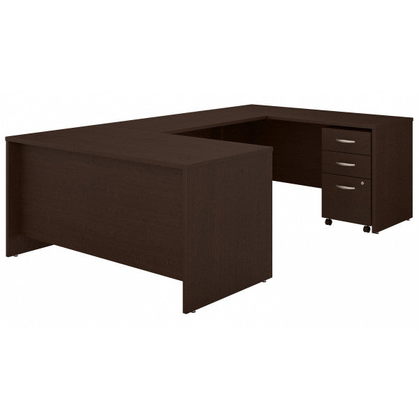 Shop Bush Furniture for you Series C 60W U Shaped Desk with 3 Drawer Mobile File Cabinet 02 SRC148MRSU  color mocha cherry