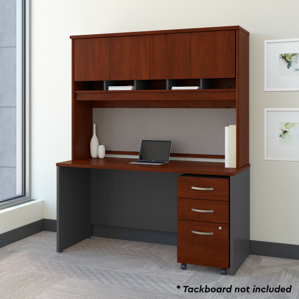 Shop Bush Furniture for you Series C 60W x 24D Office Desk with Hutch and Mobile File Cabinet 01 SRC014HCSU  color hansen cherry