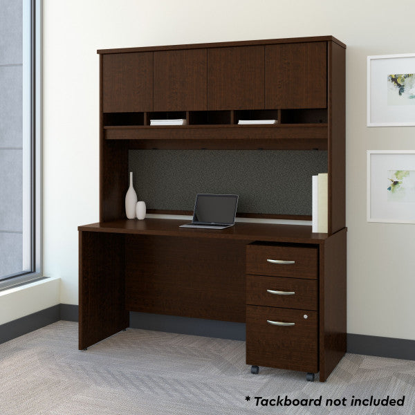 Shop Bush Furniture for you Series C 60W x 24D Office Desk with Hutch and Mobile File Cabinet 01 SRC014MRSU  color mocha cherry