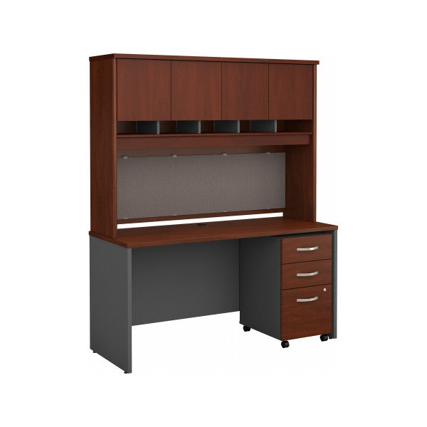 Shop Bush Furniture for you Series C 60W x 24D Office Desk with Hutch and Mobile File Cabinet 02 SRC014HCSU  color hansen cherry