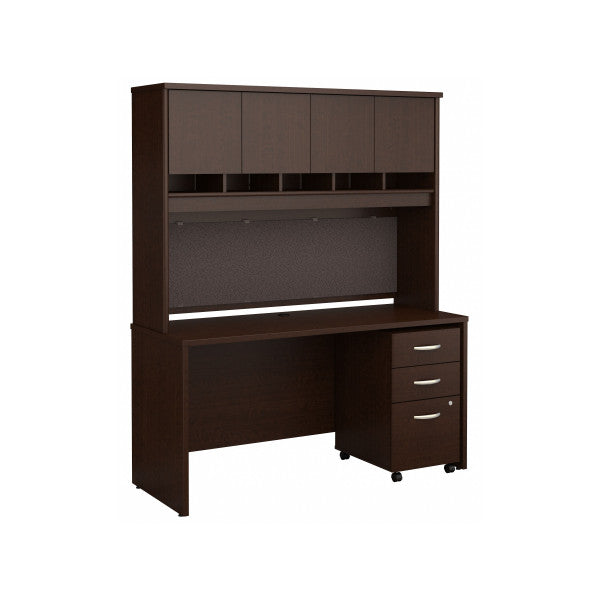 Shop Bush Furniture for you Series C 60W x 24D Office Desk with Hutch and Mobile File Cabinet 02 SRC014MRSU  color mocha cherry