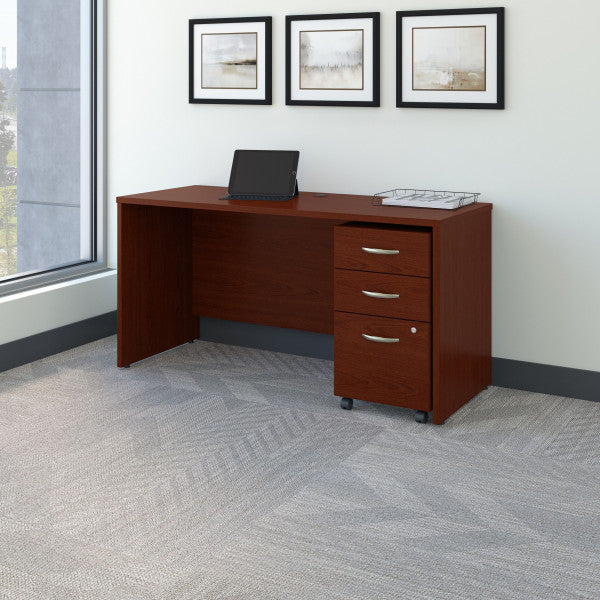 Shop Bush Furniture for you Series C 60W x 24D Office Desk with Mobile File Cabinet 01 SRC025MASU  color mahogany