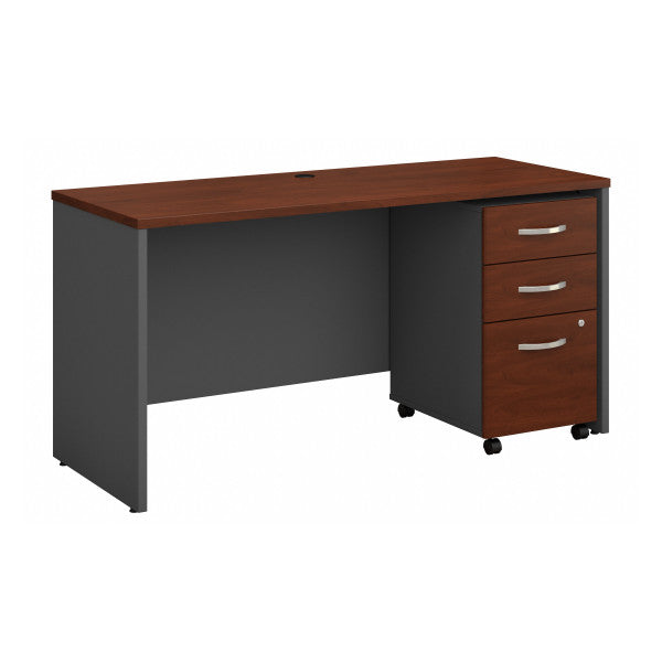 Shop Bush Furniture for you Series C 60W x 24D Office Desk with Mobile File Cabinet 02 SRC025HCSU  color hansen cherry