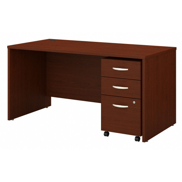 Shop Bush Furniture for you Series C 60W x 30D Office Desk with 3 Drawer Mobile File Cabinet 02 SRC144MASU  color mahogany