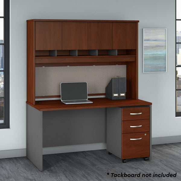 Shop Bush Furniture for you Series C 60W x 30D Office Desk with Hutch and Mobile File Cabinet 01 SRC145HCSU  color hansen cherry graphite gray